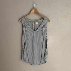 Old Navy Gray and White Striped Blouse